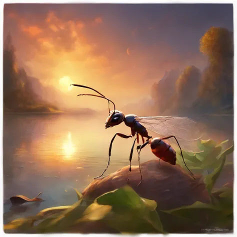 an ant by the river