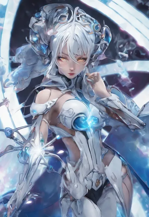 Aranea Highwind，Highest image quality，Outstanding details，超高分辨率，（Fidelity：1.4）, Favor the details，closeup cleavage，dawn，Snow，winter，Behind it is the wizards sword，He has a delicate and beautiful face，（（Red and white semi-mechanical body：1.8）），Raised sexy，f...