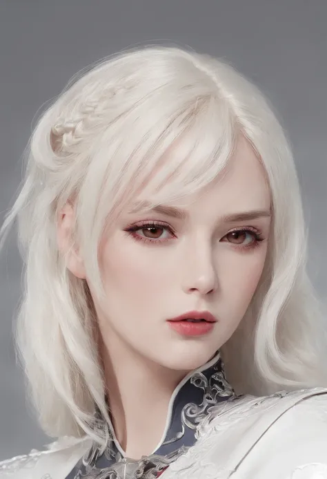 Elania Haywind，Highest image quality，Outstanding details，超高分辨率，（Fidelity：1.4）, Favor the details，closeup cleavage，dawn，Snow，winter，Wizard Sword，He has a delicate and beautiful face，（（Red and white semi-mechanical body：1.8）），Raised sexy，frontage，Futuristic，...