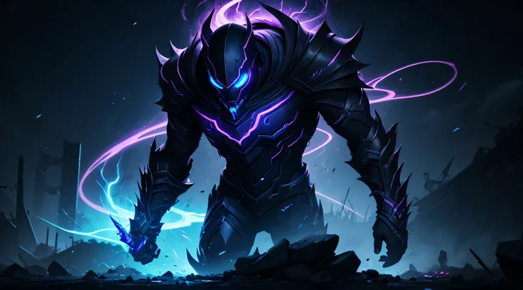 badass dark void assasin spirit shadow dark neon epic scene realistic