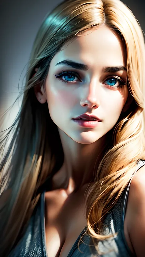 (best quality,Realistic,foto realista:1.37),seios grandes, Olhos detalhados, beleza natural, cabelos curtos escuros, pele macia, Detailed lips, Pose sedutora,subtle lighting, figura feminina, estilo de arte realista,cores vibrantes,alto contraste,Shadows D...