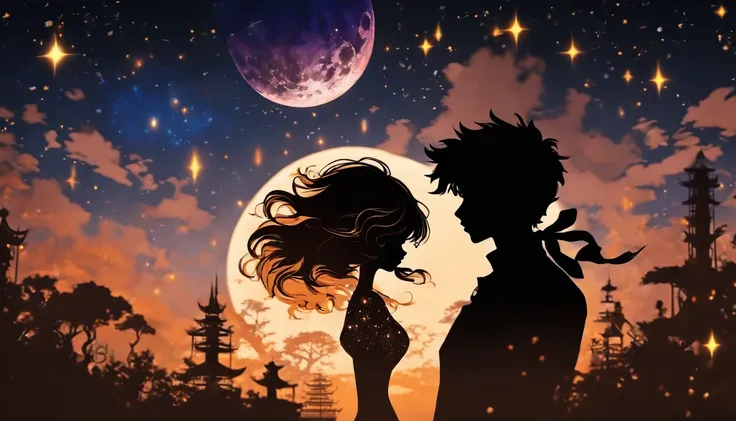 (Silhouette Art,cutouts:1.6)
(((Paper cutting art,A world where only black exists:1.3)

(Cowboy Shot),1 girl,Solo,
(Girl in dress,profile:1.2),white, Clear and beautiful face,Countless meteors、The Moon Behind、

Romper
(Dark Moon)
Textured glass background,...