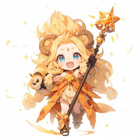 Anime characters with staff and stars in their hands, knights of zodiac girl, character art of maple story, gorgeous goddess of leo, Happy brave magical cuteness, Official Character Art, portrait knights of zodiac girl, appears as the fire goddess, anime g...