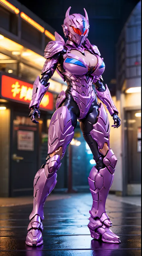 (nsfw:0.7), KAMEN RIDER DRAGON KNIGHT, HUGE BOOBS, BATTLE ARMOR FULL SUIT, (CLEAVAGE), TRANSPARANT, TALL LEGS, STANDING, THICK BODY, MUSCLE ABS.