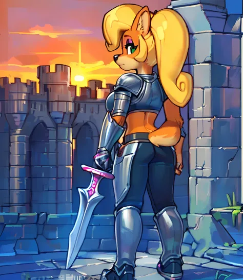 [Coco bandicoot], [Uploaded to e621.net; (Pixelsketcher), (wamudraws)], ((masterpiece)), ((HD)), ((solo portrait)), (full body)), ((shoes visible)), ((furry; anthro)), ((detailed fur)), ((detailed shading)), ((beautiful render art)), ((back view)), ((shoes...