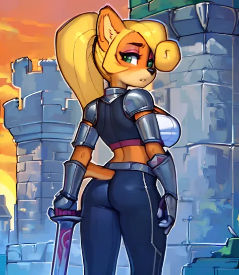 [Coco bandicoot], [Uploaded to e621.net; (Pixelsketcher), (wamudraws)], ((masterpiece)), ((HD)), ((solo portrait)), (full body)), ((shoes visible)), ((furry; anthro)), ((detailed fur)), ((detailed shading)), ((beautiful render art)), ((back view)), ((shoes...