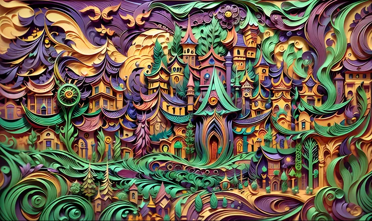 Pablo Picasso-style World of Warcraft paper-cut artwork, Layer deep, Very detailed,