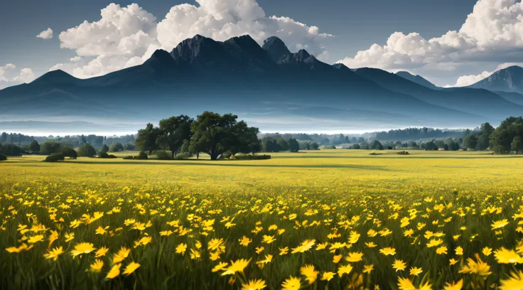 (best quality,4K,highres,masterpiece:1.2),ultra-detailed,realistic,photographic:1.37,grassy plains,streams,distant mountains,daisies,gloomy clouds,dark style,photography style,HDR,UHD,studio lighting,physically-based rendering,professional,vivid colors,sha...