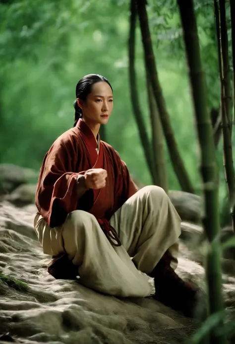 Crouching Tiger, Hidden Dragon stills，bamboo forrest，Wuxia chase，Hanging Via