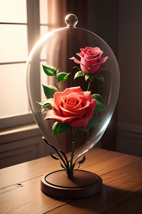 Glass flower, rose, glowing flower