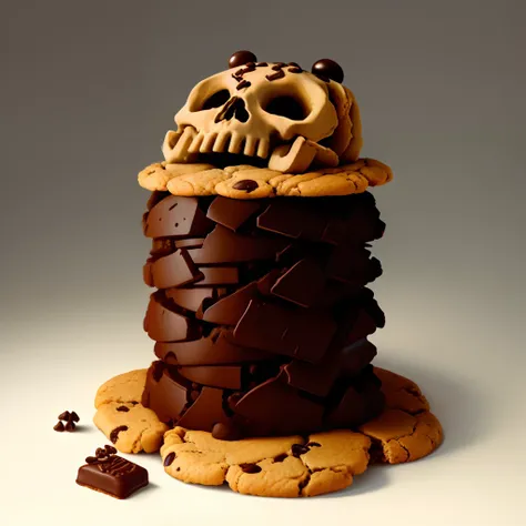 A skeleton made of chocolate chip cookies Ghibli style