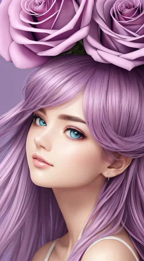 (best quality,ultra-detailed,realistic:1.37,soft colors,light purple:0.9,roses,pastel tones,line art:1.1,portrait,pure color)