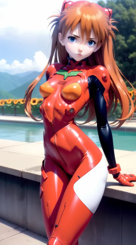 Real Images、sexypose、rialistic photo、Top image quality、a miniskirt、in poolside、Good weather、Sunflower Mountains、Bright sun、Hinata、Wet、White panty、Ultra mini skirt、a miniskirt、Wharf Pose、Panties are white、Close-fitting clothing、Asuka.Langley,plugsuit、Ultra ...