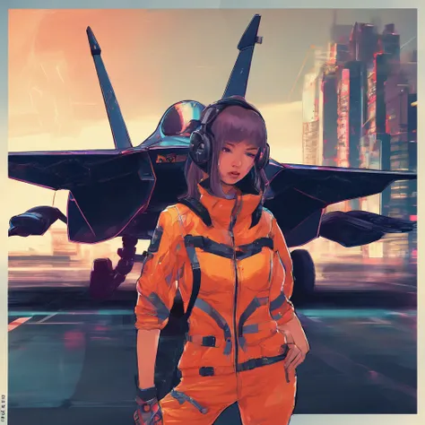 There is a woman standing in front of a fighter plane, Photo taken with Nikon D 7 5 0, Photograph Taken on Nikon D750, cute pilot girl, taken with canon eos 5 d mark iv, Samurai Jetstream Sam, portrait of figther jet evading, Portrait of cute pilot girl, w...