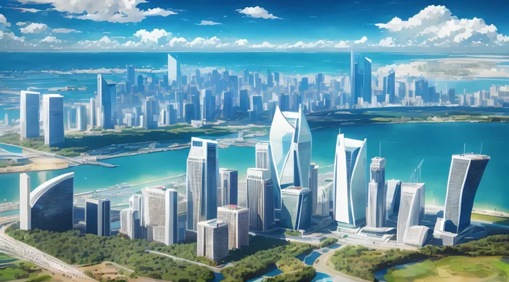 there is a picture of the city with many tall buildings, beautiful city of the future, futuristic city landscape, beautiful city...