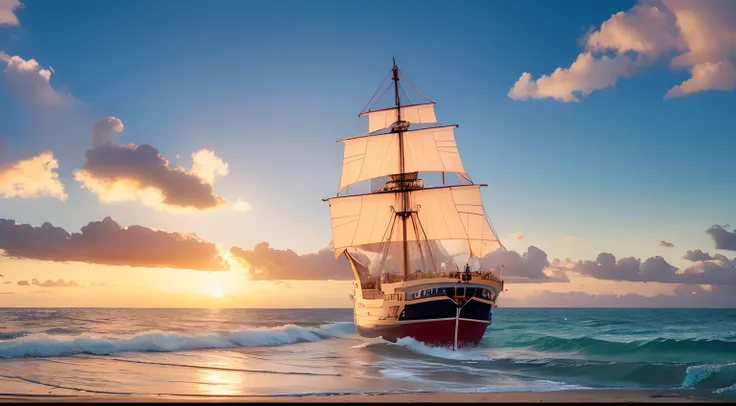 Onepiece, background-image, sea the background of, Sail ships, Beach, coastline