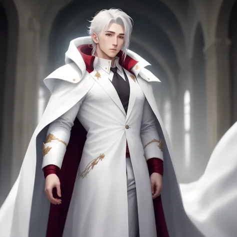 A male arcmage as healer, wearing an elegant white coat from the 19s era. staring intently