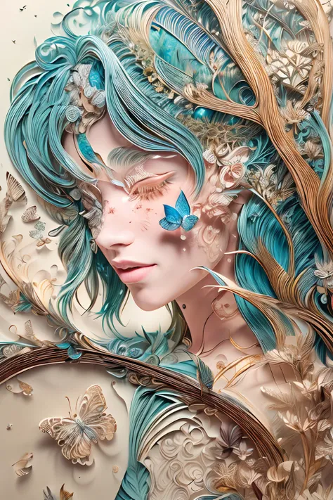 ((((masterpiece))), best quality, illustrations, beautiful details glow,
paper_cut, girl face details clear to the camera, tree, moon, butterfly,