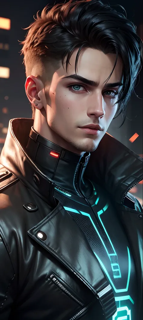 Change background cyberpunk handsome boy.realistic face.4k.ultra realistic.