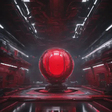 A huge red irregular sphere，There are red furniture inside，Bloody jewelry area in the back room，Various mucus，Interlaced complex，32K（tmasterpiece，k hd，hyper HD，32K） ，Yao Lang protector （realisticlying：1.4），Staggered totem，The background is pure，A high reso...