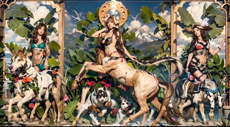 In the beautiful illustration of this super-grand scene，The ultra-distant lens shows us（Over eight separate and distinctive centaur characters：9.9），They all have their own characteristics，Vivid and interesting。Radiant from the heavens（Angelic centaurs：6.6）...