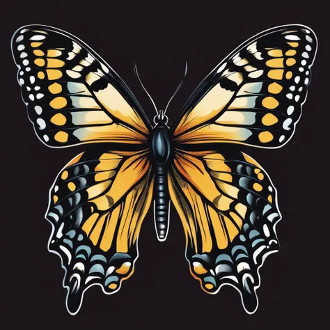 Swallowtail butterfly、vector-art、colourfull、artistic、logo mark、tshirt design、Angle from directly above、Overall shape square、