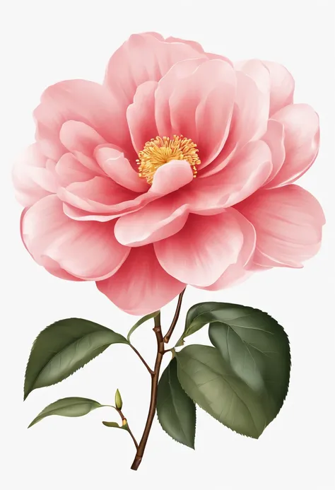 Art graphics, Flat illustration of a camellia flower , highly detailed cleaning, Vector Image, flat white background, vibration, vector,  Realistis