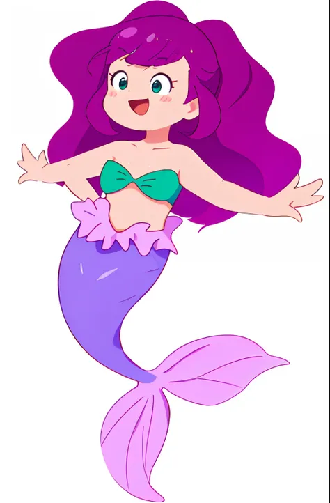 Masterpiece，High quality，Best quality，Cute mermaid，character  design，Full body photo，Different angles（frontage，1/2 sides，3/4 sides）and expressions（having fun，astonishment，exhilarated，Sell moe），differentemotions，multiple postures and expressions，Cartoony，Fl...