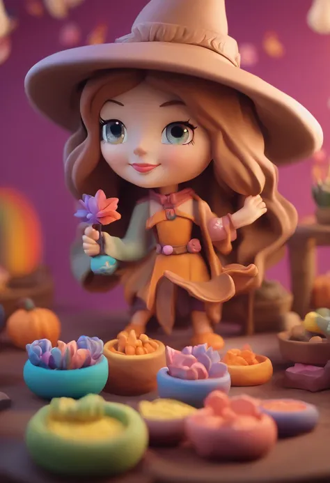 A chibi witch portrait,in her shop greeting customers with a warm smile,fantasy, global illumination, backlighting, bloom, ((cold light)), sharp focus, photo realistic, detailed skin, background out of focus, cinematic composition , ultra-detailed, realist...