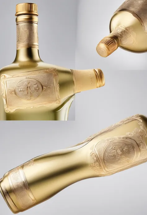 Alcohol advertising，High-end bottled white wine，Simple，atmospurate，Fine，Red outer packaging，gold filigree，The contents contain the outer bottle