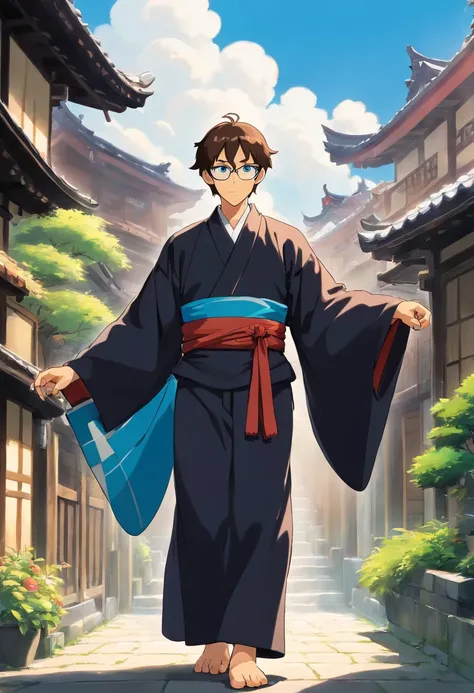 wearing a  black kimono Make sure the man is brown with blue eyes and that the clip art has a crisp white background in high definition