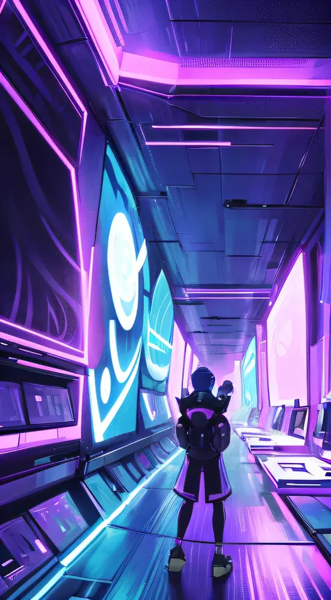 epcot，cyber punk perssonage，inside a space ship，connectivity hubs，close lens，hentail realism，blue and white，cyber punk perssonag...