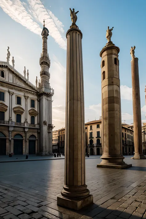 colonne di san lorenzo, milan, italy [wide angle shot, high resolution, premium sony camera, 16k photograph, ultrarealistic]