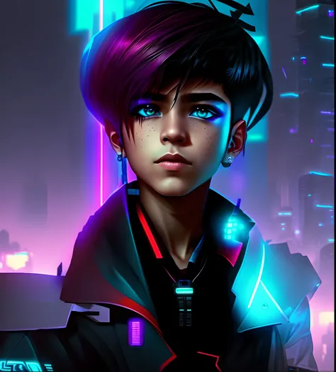 Change background cyberpunk handsome boy