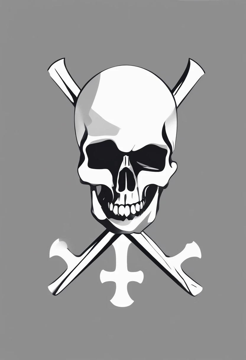 generate a logo with skull and cross bones but with less details and more blocky visuals