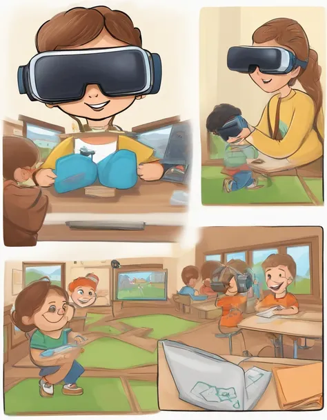 Students wear VR glasses，Draw cartoon characters，Take pictures with your camera，Draw with a brush，Inside the Exploratory Classroom，Operate the drone to take measurements