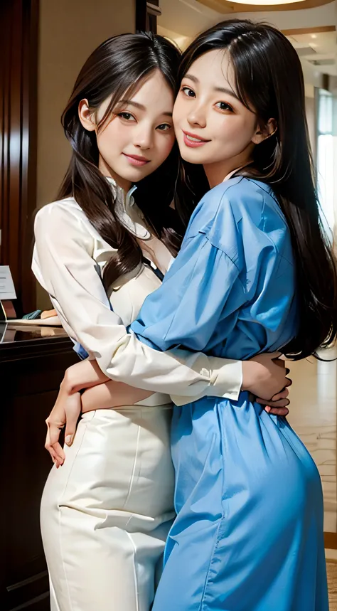 Beautuful Women２People hug、hotel、hiquality