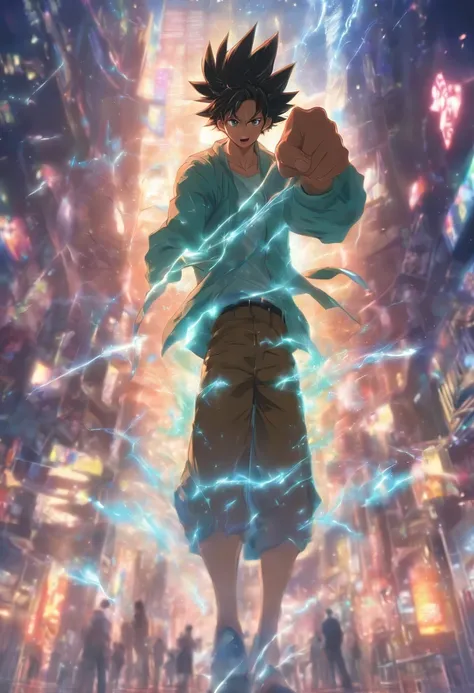 /imagine prompt: A man speaking angrily, with an excited expression and pointing finger, ,32k, best quality, masterpiece, super detail, high details, by Makoto Shinkai ,in the style of the stars art group xing xing, --niji 5"