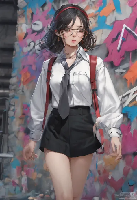 (best quality), masterpiece, extremely detailed CG uniform 8K illustration, high color, extremely high color saturation, all colors deepened, paint, graffiti art, center composition, extremely detailed light and shadow, graffiti wall, wall painted bright, ...