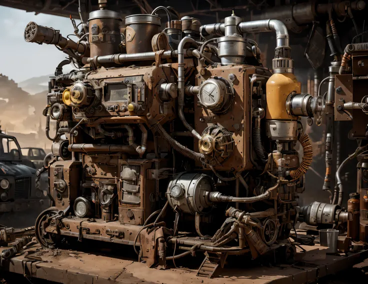 madmax style, postapocalyptic industrial engine