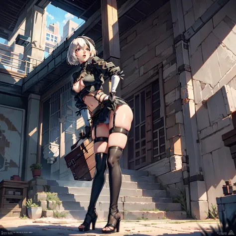 "Nier Automata with beautiful body, with a sexy poses"