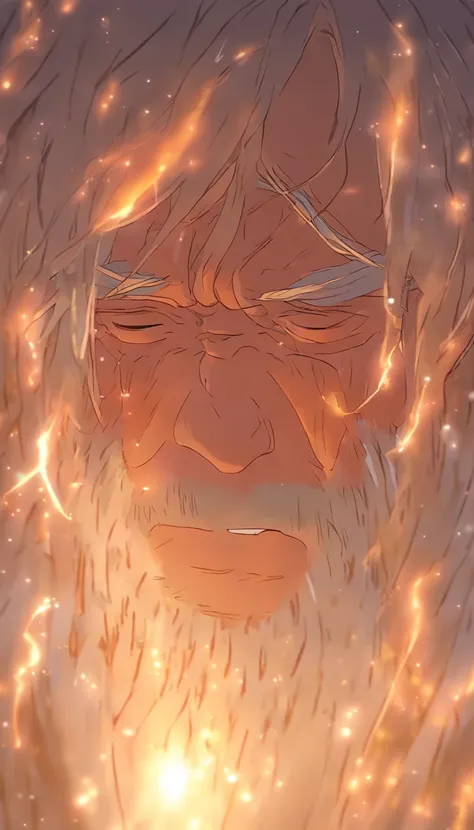 /imagine prompt: Old elder in tears, ,32K, Best quality, Masterpiece, Super detail, High details, By Makoto Shinkai ,in the style of the stars art group xing xing, --niji 5