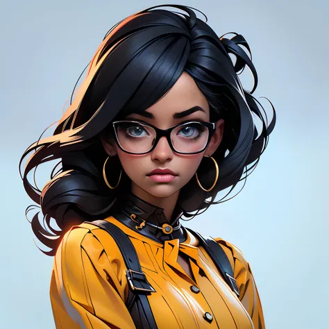 A closeup of a black woman with glasses and a colorful dress, retrato de alta qualidade, in illustration style digital, Epic portrait illustration, stunning digital illustration, Beautiful digital illustration, retrato bonito detalhado, estilo de arte impr...