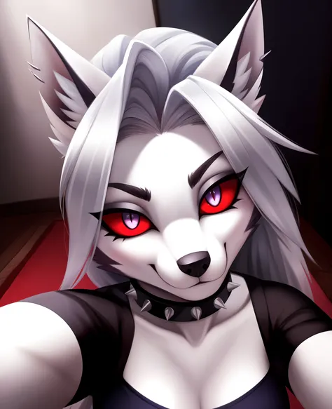 masterpiece, best quality, face portrait of a female anthro loona hellhound, loonacroptop, detailed face, (detailed eyes, slit p...