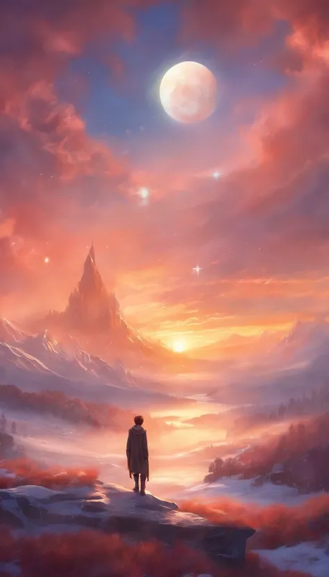 Boy,Cool style, Sunrise, winter