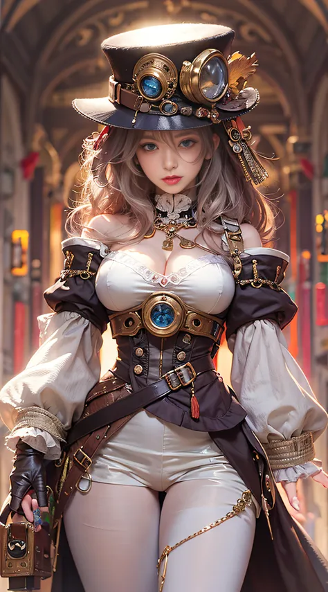 lady of alafed – steampunk costume and hat pose, steampunk beautiful anime woman, by yang j, guweiz on artstation pixiv, stunnin...