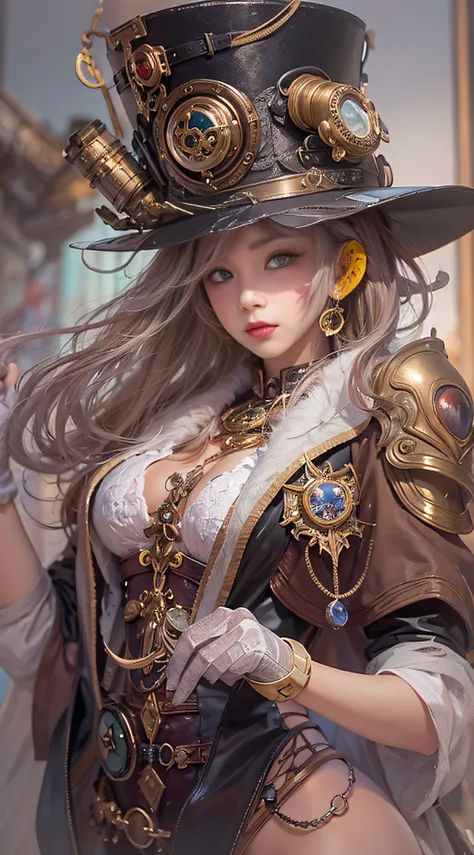 Lady of Alafed – Steampunk costume and hat pose, steampunk beautiful anime woman, by Yang J, guweiz on artstation pixiv, Stunning character art, cushart krenz key art feminine, fantasy outfit, guweiz on pixiv artstation, chengwei pan on artstation, style o...