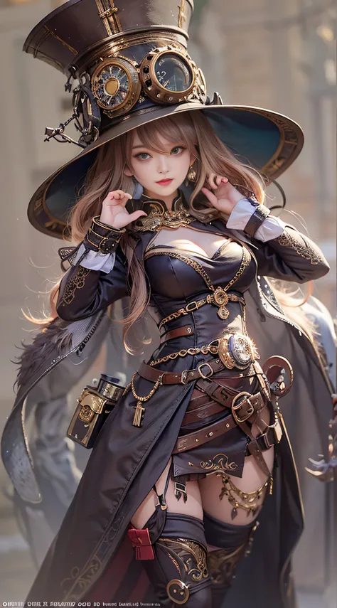 Lady of Alafed – Steampunk costume and hat pose, steampunk beautiful anime woman, by Yang J, guweiz on artstation pixiv, Stunning character art, cushart krenz key art feminine, fantasy outfit, guweiz on pixiv artstation, chengwei pan on artstation, style o...