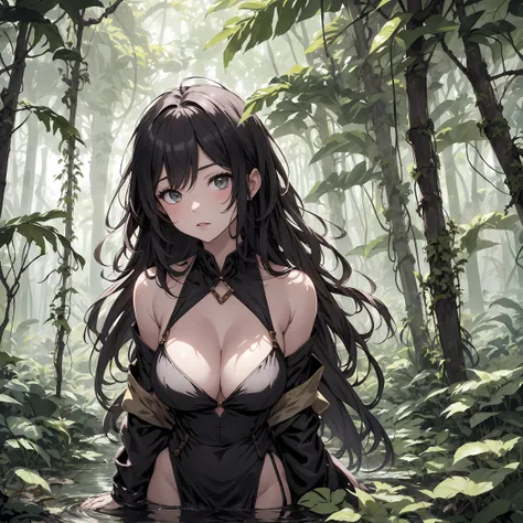 Isekai Fantasy、Isekai Jungle、Sea of Trees in Another World、Rainforest Jungle、amazons jungle、Southeast Asian Jungles、Overgrown with mangroves、forest spirit、Tree Spirit、Wooden Monster、Beast-type monsters、sludge、mud、puddles、dark  forest、Jungle without light、A...