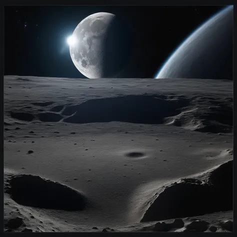 Master Parts、Superior Quality、superior image quality、The 8k quality、Beautiful pictures of the starry sky、magnifica、Arched Milky Way:1.25、Alafed view of Earth from the lunar surface:1.25, Lunar surface, space photo, on the moon, moon background, moon backgr...